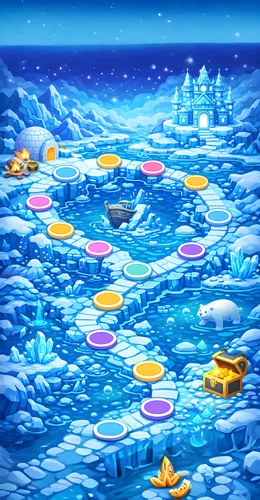 Frozen Peaks world map in Arithmia math game